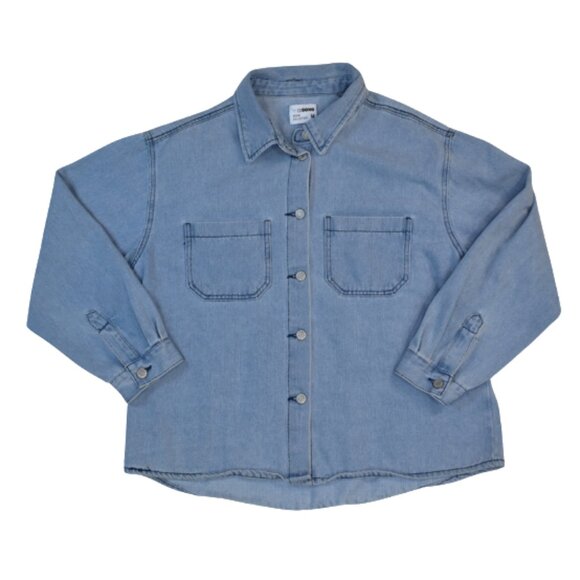 Cisono Denim Shacket Blue Jean Jacket Button-Up Oversized Shirt Women’s Size Med - Picture 1 of 11